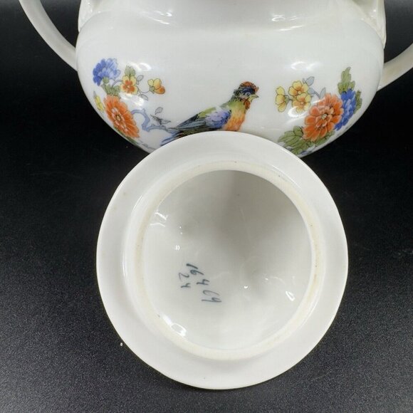 TK Thun Bohemia Czechoslovakia Sugar Bowl Porcelain Bird Flowers Pattern Vintage - Picture 10 of 15
